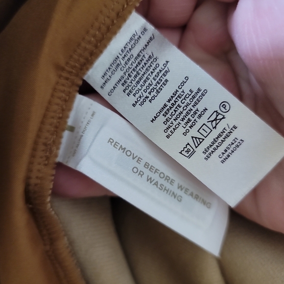 Loft Pull On Slim Pants in Faux Leather in Caramel Tan XL Elastic Waist - Picture 7 of 8